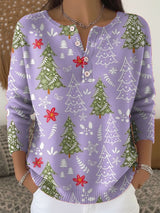 Sofie – Weihnachtsstrickpullover mit Knöpfen – Lila