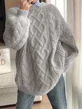 Elayra - Locker Sitzender Strick Pullover – Grau