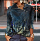 Aria - Sweatshirt mit lebhaftem Blumendruck und Reißverschluss – Schwarz