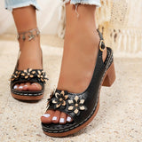 Selena | Knöchelriemen Verstellbar Sandalen – Schwarz