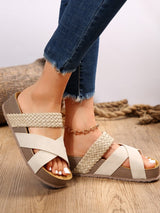 Remedios | Damen Sommer Plateausandalen mit geflochtenen Kreuzriemen – Khaki