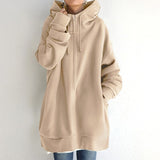 Kuscheliger Winter-Kapuzenpullover in Übergröße - Cassandra – Beige