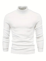 Pullover Herren Rollkragen Slim Fit | Langarm Smart Casual – Weiß