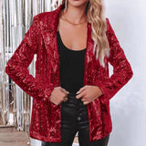 Deitra - Eleganter Blazer-Anzug mit funkelnden Pailletten – Großes Rot