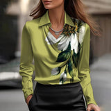 Leona | Elegante Seidenbluse – Grün