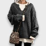 Marielle – Strickpullover mit V-Ausschnitt – Grau