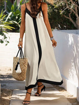 Marina - Langes lockeres Kleid mit Trägern – Weiß