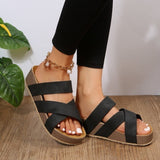 Remedios | Damen Sommer Plateausandalen mit geflochtenen Kreuzriemen – Schwarz