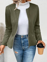 Maxima | Slim Fit Jacke mit Reißverschluss – Armeégrün
