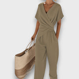 Celira – 2-teiliges Set im Jumpsuit-Stil mit Wickeloptik – Khaki
