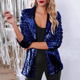 Deitra - Eleganter Blazer-Anzug mit funkelnden Pailletten – Blau