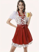 Damen Stilvolle Rot Oktoberfest Dirndl Kleid – Rot