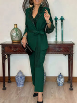 Nitzanit - Elegantes Zweiteiler Set Aus Jacke Und Hose – Grün