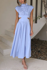 Quincy | Midi-Kleid mit Cut-Out und Taschen – Blau