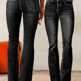 Evarra - Ausgestellte High-Waist-Jeans aus weichem Stretch – Schwarz