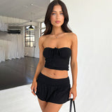 Heidi | Bustier-Ensemble und Faltenrock – Schwarz