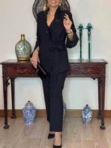 Nitzanit - Elegantes Zweiteiler Set Aus Jacke Und Hose – Schwarz