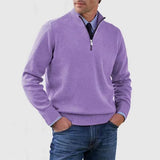 Ben | Modischer Warmer Pullover Mit Halbem Reißverschluss – Hellviolett