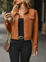 Slavica – Vintage Jacke Mit Langen Ärmeln Und Knöpfen Vorne – Braun