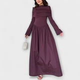 Jessica - Entspanntes Plissee-Kleid – Weinrot
