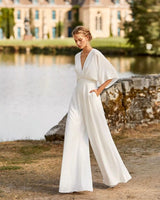 Melanie | Lässiger Jumpsuit mit weiten Beinen – Weiß