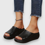 Amelie - Weiche Faux-Leder Sandale – Schwarz