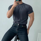 Leyf | Herren-T-Shirt mit kurzer Passform, schnell trocknend, mit Schlankheitseffekt – Dunkelgrau