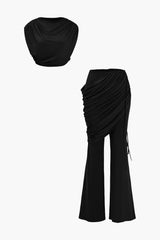 Sasha | Elegantes Zweiteiler-Set mit drapierten Details – Schwarz