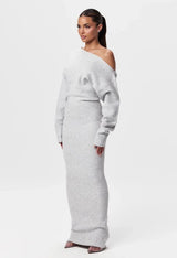 Renata - Elegantes asymmetrisches Maxikleid für Sommerabende – Hellgrau