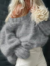 Dariya – Kurzer Und Weicher Strick Pullover – Grau