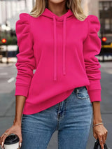 Nandita - Atmungsaktiver Langarm Kapuzenpullover – Rosenrot