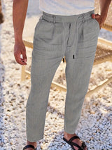 Nichols – Locker Sitzende Hose Aus Leinen Mit Kordelzug – Grau