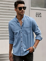 Daniel | Lässiges Langärmelig Denim-Hemd im klassischen Look – Hellblau