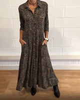 Victoria - Marineblaues bedrucktes Hemdkleid – Schwarz