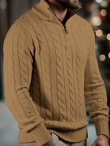 Vasyl – Strickpullover Mit Viertelreißverschluss – Kamel