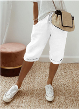 Marlene – Damen-Shorts aus Baumwollleinen – Weiß