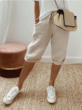 Marlene – Damen-Shorts aus Baumwollleinen – Khaki