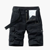 Herren Cargoshorts mit Taschen und Gürtel für den Sommer – Schwarz