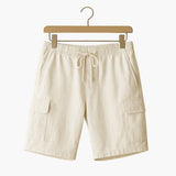 Herren Leinen Sommer Shorts mit Cargo- und Seitentaschen – Weiß