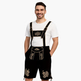 Bestickte kurze Lederhose für Herren - Oktoberfest 2025 – Schwarz