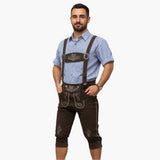 Bestickte Kniebund-Lederhose für Herren - Oktoberfest 2025 – Dunkelbraun