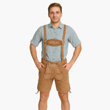 Helle Lederhose mit Hemd für Herren - Oktoberfest 2025 – Hellbraun