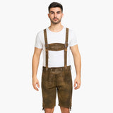 Bestickte Trachtenhose mit Hosenträgern für Herren - Oktoberfest 2025 – Dunkelbraun