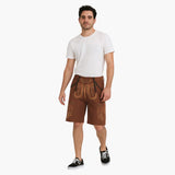 Traditionelle kurze Lederhose für Herren - Oktoberfest 2025 – Braun