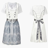 Traditionelles Midi Dirndl kleid für Damen - Oktoberfest 2025 – Weiß/Hellblau