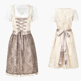 Dirndl Trachten kleid für Damen - Oktoberfest 2025 – Beige/Creme