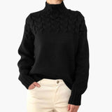 Rollkragen Strickpullover für Damen – Schwarz