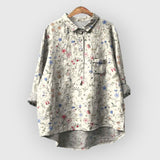 LAURA | Blumenbluse handgemacht – Beige