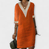 Emelia - Kleid aus Baumwolle und Leinen – Orange