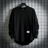 Leon | Herren Oversized Longsleeve Rundhals Langarm Basic – Schwarz